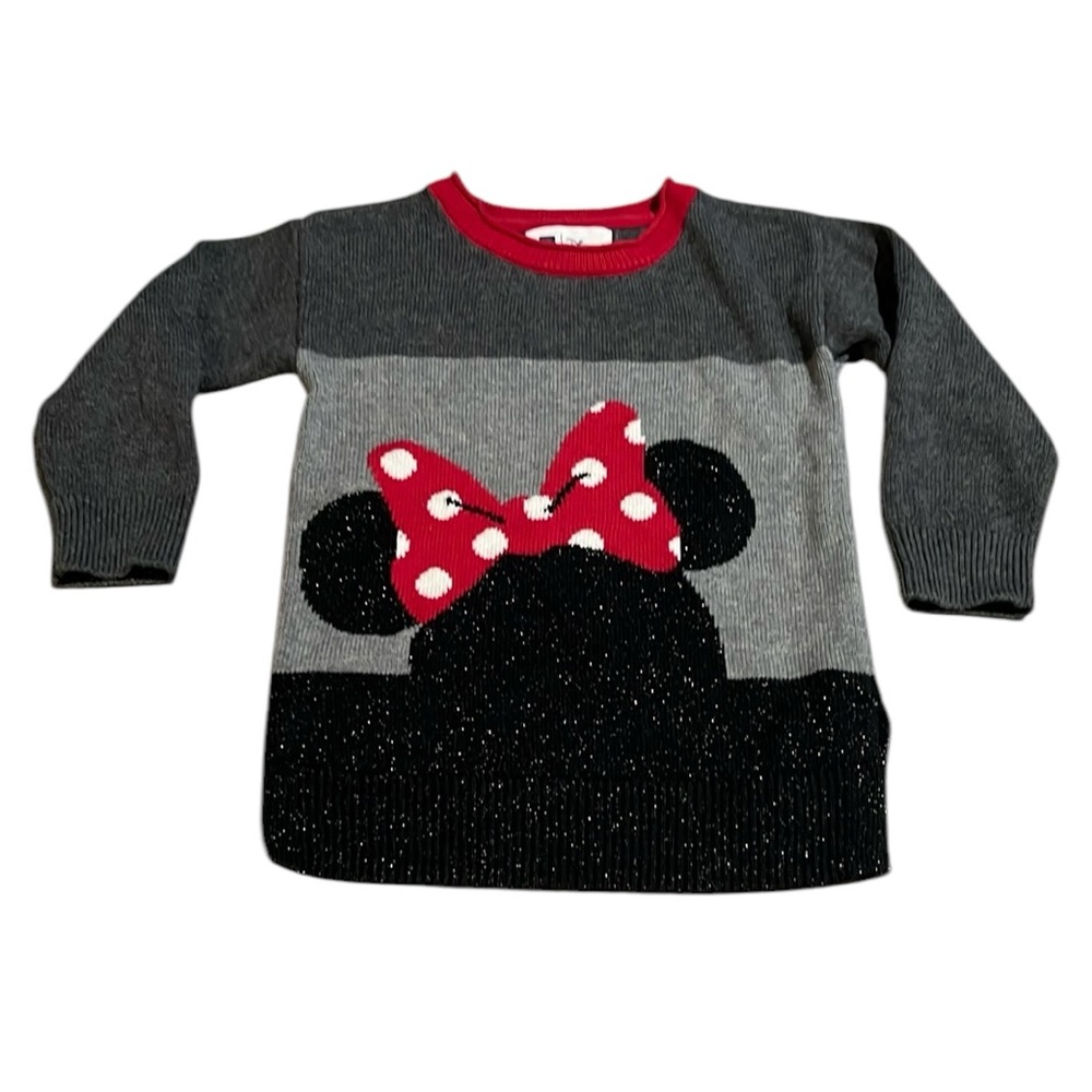 Gap X Disney Minnie Mouse Gray and Red Sweater